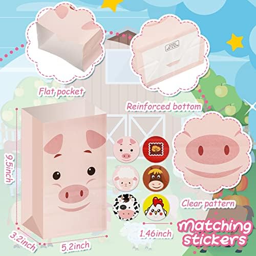 Dianelhall 30 Piezas de Bolsas de Regalo para Fiesta de Granja 9.5 x 5.2 Pulgadas, Bolsas de Dulces de Animales para Pascua, 6 Diseños - imagen 4