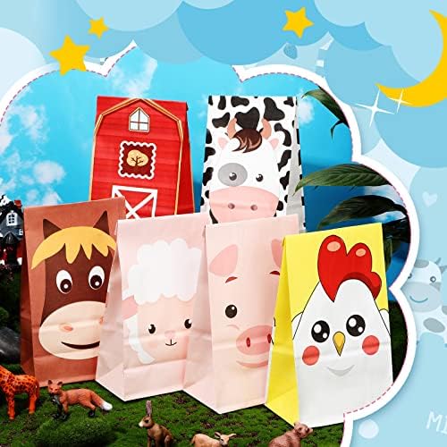 Dianelhall 30 Piezas de Bolsas de Regalo para Fiesta de Granja 9.5 x 5.2 Pulgadas, Bolsas de Dulces de Animales para Pascua, 6 Diseños - imagen 6