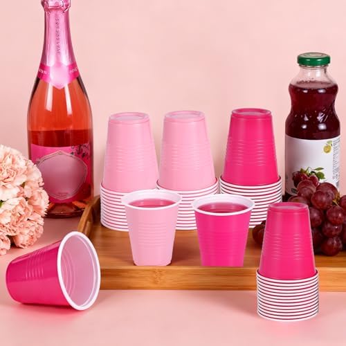 YINCL [50 Pzs] Vasos Desechables de Plástico Rosa - Vasos de 12 OZ para Fiestas, Decoraciones para Despedida de Soltera y Cumpleaños Rosa - imagen 3