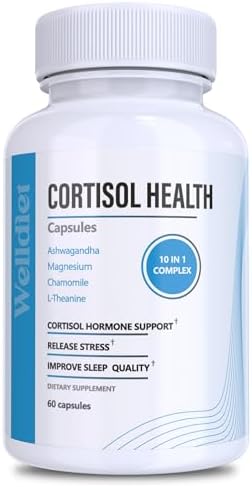 Suplementos de Cortisol 10 en 1 con Magnesio, Ashwagandha, Manzanilla, L-Teanina, Hierba de San Juan, Rhodiola, 60 Cápsulas, Reductor de Cortisol - imagen 1
