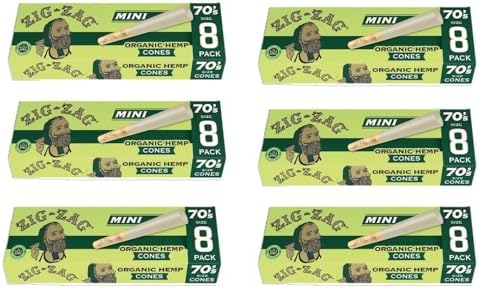 Conos Pre Enrollados Orgánicos Zig-Zag de Cáñamo Mini - 70mm, Paquete de 6 (8 Conos por Paquete, Total de 48) - imagen 1