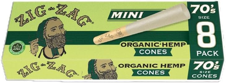 Conos Pre Enrollados Orgánicos Zig-Zag de Cáñamo Mini - 70mm, Paquete de 6 (8 Conos por Paquete, Total de 48) - imagen 2
