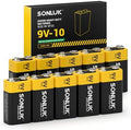 Baterías SONLUK 9V Paquete de 10 Carbono Zinc 6F22 Cuadradas para Detector de Humo/CO, Ultra Duraderas - imagen 1