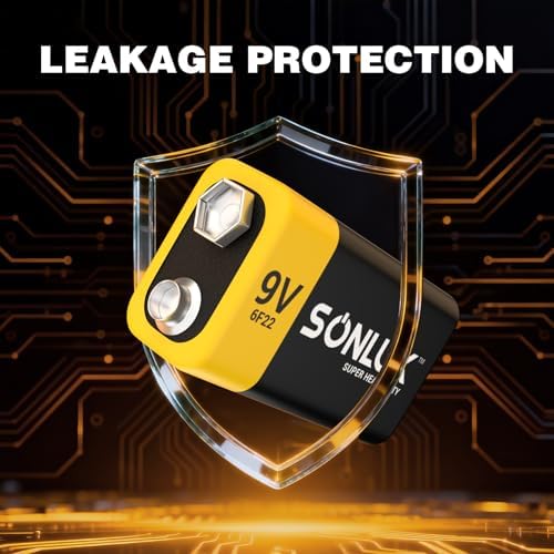 Baterías SONLUK 9V Paquete de 10 Carbono Zinc 6F22 Cuadradas para Detector de Humo/CO, Ultra Duraderas - imagen 3