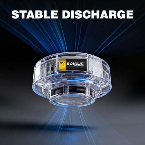 Baterías SONLUK 9V Paquete de 10 Carbono Zinc 6F22 Cuadradas para Detector de Humo/CO, Ultra Duraderas - imagen 7
