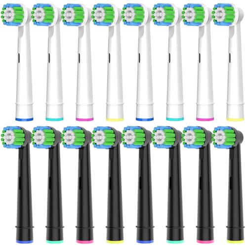 Paquete de 16 Cabezas de Cepillo de Repuesto de Precisión Compatible con Cepillo Eléctrico Oral B Braun. 8 Blancas y 8 Negras. - imagen 1