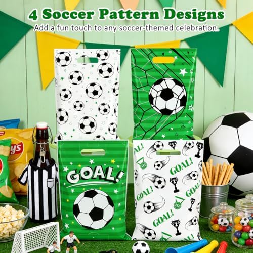 Shintop 50PCS Bolsas de Regalo de Fútbol, Bolsas de Plástico con Asas para Fiestas, Favor de Equipo para Cumpleaños (9.8 x 6.3 Pulgadas) - imagen 4