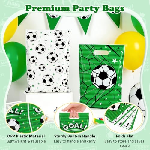 Shintop 50PCS Bolsas de Regalo de Fútbol, Bolsas de Plástico con Asas para Fiestas, Favor de Equipo para Cumpleaños (9.8 x 6.3 Pulgadas) - imagen 5