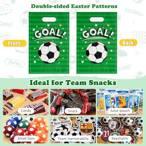 Shintop 50PCS Bolsas de Regalo de Fútbol, Bolsas de Plástico con Asas para Fiestas, Favor de Equipo para Cumpleaños (9.8 x 6.3 Pulgadas) - imagen 6