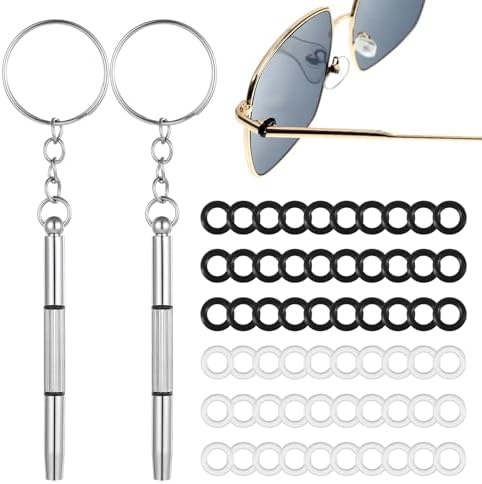 60 Piezas de Ajustadores de Bisagras para Gafas, Kit de Reparación de Gafas y 2 Destornilladores de Silicona para Patas Sueltas - imagen 1
