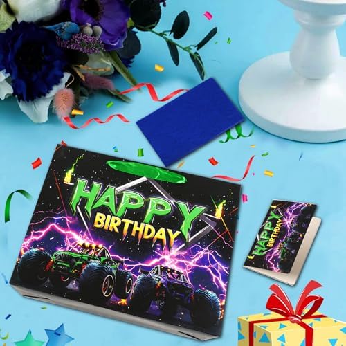 Bolsa de Regalo de Cumpleaños JOCOPUERTO Monster Truck - Bolsa Grande de 13 con Papel de Seda y Tarjeta para Fiesta de Cumpleaños de Niños Temática - imagen 7