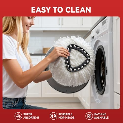 Paquete de 4 Cabezas de Repuesto para Mopas EasyWring, Refacciones de Microfibra para Sistemas Ocedar, Lavables y Fáciles de Cambiar - imagen 5