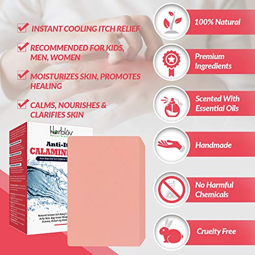 Jabón Natural para Alivio Instantáneo de Picazón - Jabón Calmante de Calamina para Piel Irritada, Picaduras de Insectos, Eccema y Más - imagen 3