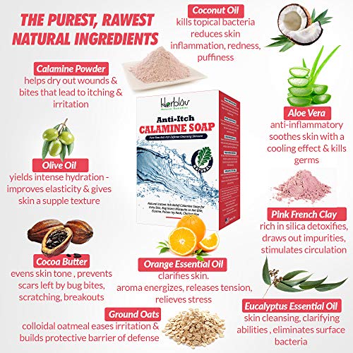 Jabón Natural para Alivio Instantáneo de Picazón - Jabón Calmante de Calamina para Piel Irritada, Picaduras de Insectos, Eccema y Más - imagen 5