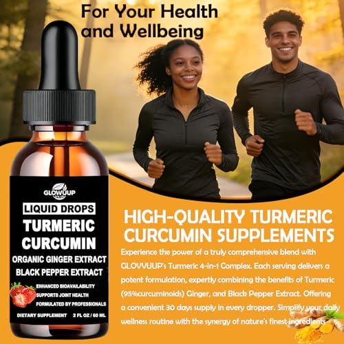 Gotas Líquidas de Cúrcuma y Jengibre Orgánico, Suplemento Ultra Potente con 95% de Curcuminoides y BioPerine para la Salud Articular, Absorción - imagen 4