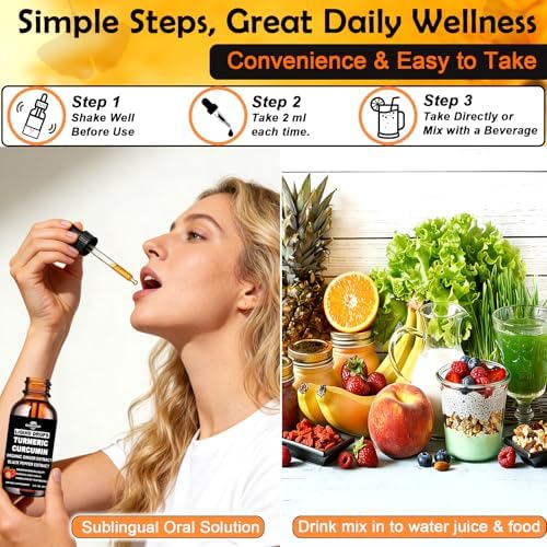 Gotas Líquidas de Cúrcuma y Jengibre Orgánico, Suplemento Ultra Potente con 95% de Curcuminoides y BioPerine para la Salud Articular, Absorción - imagen 8