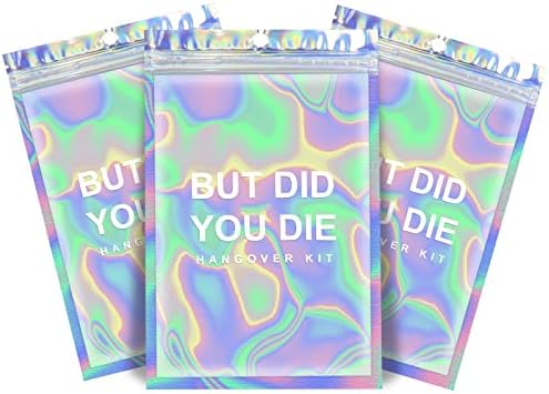 Kit de Recuperación para Resaca Fcuadro 20 Piezas DID YOU DIE Bolsas Holográficas para Fiesta de Despedida de Soltera 5x7 - imagen 1