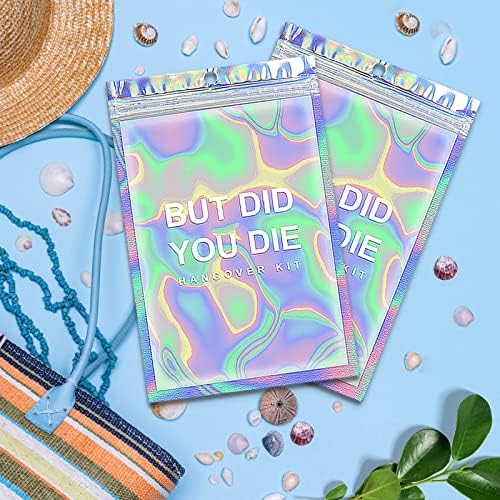 Kit de Recuperación para Resaca Fcuadro 20 Piezas DID YOU DIE Bolsas Holográficas para Fiesta de Despedida de Soltera 5x7 - imagen 5
