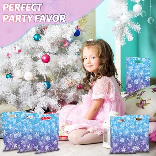 Bolsitas de Regalo Pascliyna 50 Pzs con Copos de Nieve, Azules y Moradas, Bolsas de Plástico para Fiestas de Invierno, Cumpleaños y Navidad - imagen 6