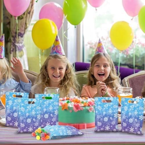 Bolsitas de Regalo Pascliyna 50 Pzs con Copos de Nieve, Azules y Moradas, Bolsas de Plástico para Fiestas de Invierno, Cumpleaños y Navidad - imagen 7