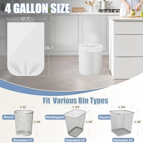Bolsas de Basura Pequeñas de 4 Galones - Paquete de 100, Sin Fragancia, Bolsas para Baño, Forros para Bote de Basura Blancos de 4 Gal - imagen 2