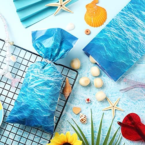 Bolsas de Celofán Pajean de 100 Piezas con Diseño de Olas del Océano para Fiesta de Playa, Cumpleaños y Baby Shower, Incluye 100 Cierres de Torcido - imagen 4