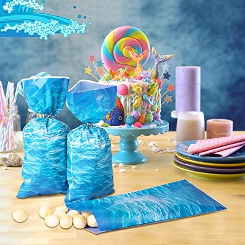 Bolsas de Celofán Pajean de 100 Piezas con Diseño de Olas del Océano para Fiesta de Playa, Cumpleaños y Baby Shower, Incluye 100 Cierres de Torcido - imagen 5