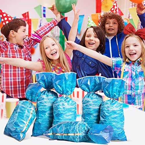 Bolsas de Celofán Pajean de 100 Piezas con Diseño de Olas del Océano para Fiesta de Playa, Cumpleaños y Baby Shower, Incluye 100 Cierres de Torcido - imagen 6