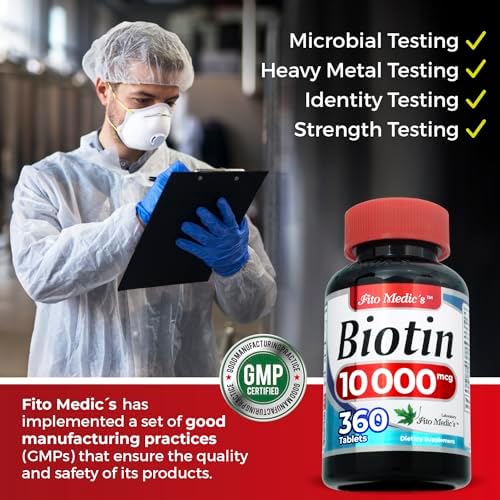 Suplemento de Biotina FITO MEDIC'S Lab | 360 tabletas | Vitamina para el cabello y piel - imagen 5
