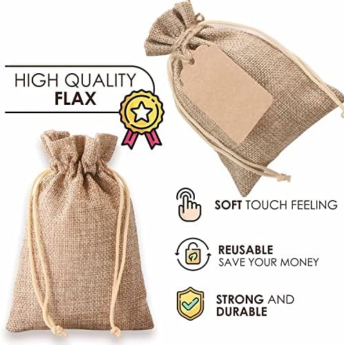 Bolsas de Yute Boboom de 30 Pcs 4 x 6 pulgadas con 30 Etiquetas y Cuerda, Sacos de Lino para Bodas, Joyas, Regalos y Manualidades - imagen 3