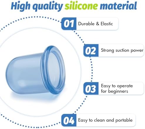 Sets de Terapia de Ventosas de Silicón ELERA, Reducción de Celulitis - Kit de Ventosas para Masaje (4 Copas) - imagen 5