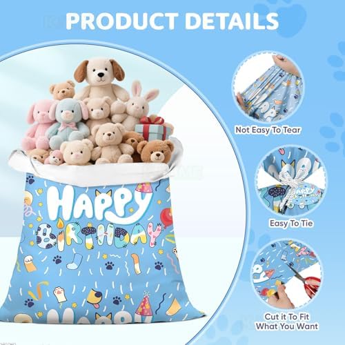 KJTIME Bolsa Grande de Regalo Azul de 36×56 Pulgadas para Cumpleaños de Niños, Jumbo, Temática de Fiesta XL, Decoraciones y Favors - imagen 3