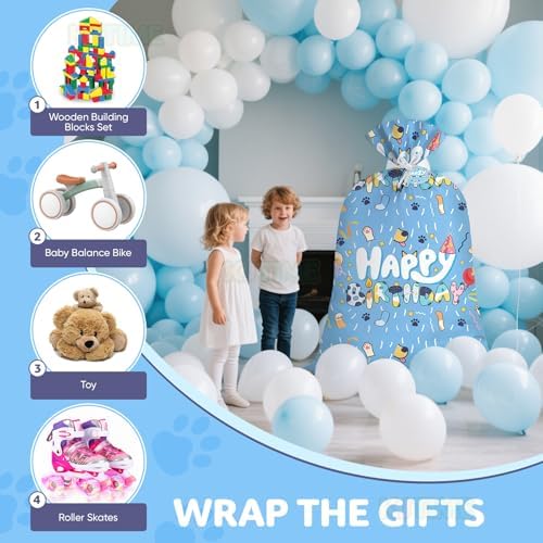 KJTIME Bolsa Grande de Regalo Azul de 36×56 Pulgadas para Cumpleaños de Niños, Jumbo, Temática de Fiesta XL, Decoraciones y Favors - imagen 4