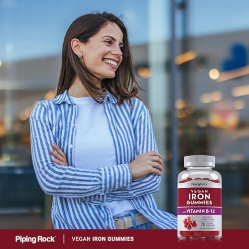 Gomitas Veganas de Hierro Piping Rock | 70 piezas | con Vitamina B-12 | Sabor Uva Delicioso | Sin OGM, Sin Gluten - imagen 6