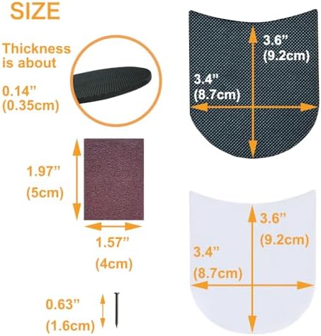 Unikstep 2 Pares de Almohadillas para Tacones, Suelas de Reparación de Goma, 3.5mm Antideslizantes, Kit de Reemplazo con Clavos y Stickers Adhesivos - imagen 3