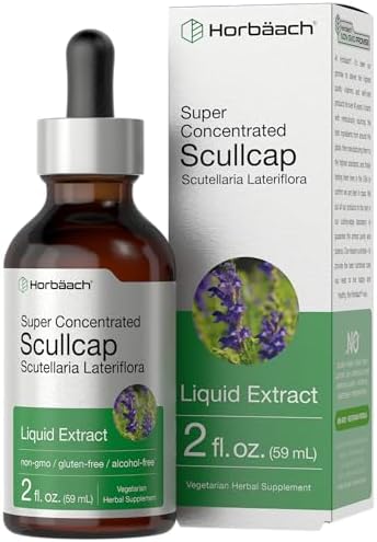 Tintura de Hierba Scullcap Horbaach | 2 fl oz | Extracto Líquido | Scutellaria Lateriflora | Sin Alcohol, Vegetariano | Suplemento Super Concentrado - imagen 1