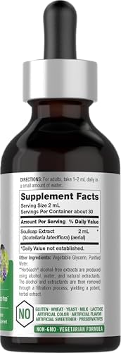 Tintura de Hierba Scullcap Horbaach | 2 fl oz | Extracto Líquido | Scutellaria Lateriflora | Sin Alcohol, Vegetariano | Suplemento Super Concentrado - imagen 2