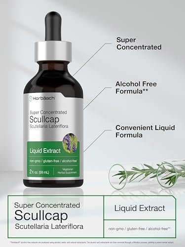 Tintura de Hierba Scullcap Horbaach | 2 fl oz | Extracto Líquido | Scutellaria Lateriflora | Sin Alcohol, Vegetariano | Suplemento Super Concentrado - imagen 4
