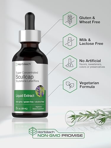 Tintura de Hierba Scullcap Horbaach | 2 fl oz | Extracto Líquido | Scutellaria Lateriflora | Sin Alcohol, Vegetariano | Suplemento Super Concentrado - imagen 5