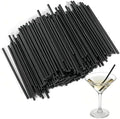 [200 Pzs] Popotes de 5 Pulgadas para Cócteles - Popotes Cortos de Plástico Resistente de 0.16 de Ancho para Bebidas, Desechables Negros para Bar, - imagen 1