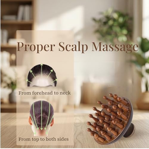 Masajeador de cuero cabelludo de madera Sanlusan｜Cepillo de bambú para el crecimiento del cabello｜Cepillo de madera｜Herramienta de masaje corporal - imagen 3