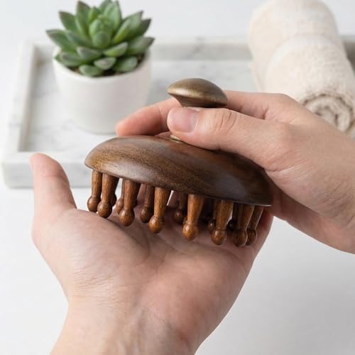 Masajeador de cuero cabelludo de madera Sanlusan｜Cepillo de bambú para el crecimiento del cabello｜Cepillo de madera｜Herramienta de masaje corporal - imagen 5
