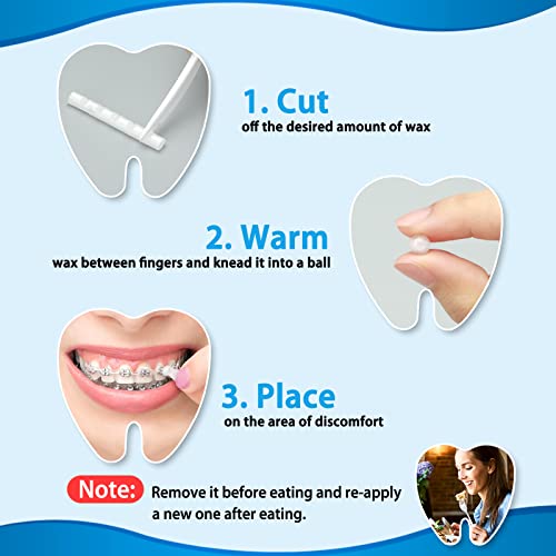 Cera Ortodóntica para Frenos y Alineadores, Cera Dental de Grado Alimenticio, Aloe Vera y Vitamina E, Protección para Encías y Mejillas, 10 Paquetes, - imagen 5