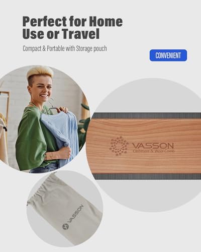 Peine de Cachemira para Suéteres, Combate Pelusas y Fibras, Suave con Lana y Tejidos, Herramienta Portátil de Cuidado de Ropa con Bolsa de - imagen 7