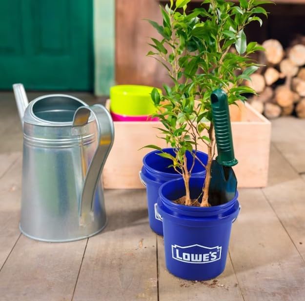 Mini Cubo Azul 0.4 Cuartos de Polipropileno Grado Alimenticio Libre de BPA con Pluma de Jardín Tierra - imagen 3