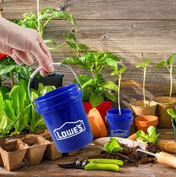 Mini Cubo Azul 0.4 Cuartos de Polipropileno Grado Alimenticio Libre de BPA con Pluma de Jardín Tierra - imagen 4