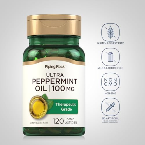 Cápsulas de Aceite de Menta Piping Rock | 100mg | 120 Píldoras | Extracto de Grado Terapéutico | Suplemento Sin OGM y Sin Gluten - imagen 3