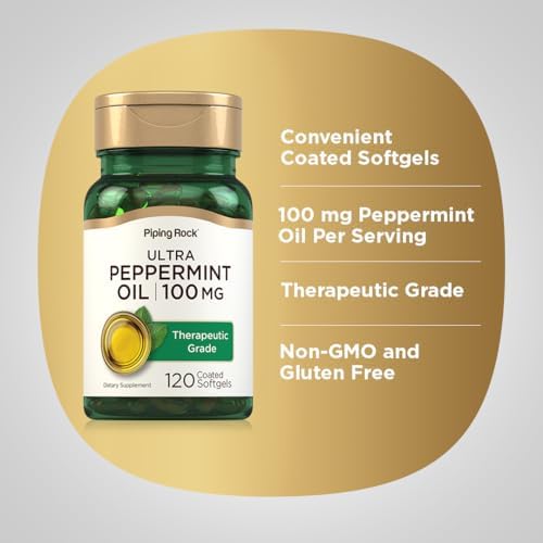 Cápsulas de Aceite de Menta Piping Rock | 100mg | 120 Píldoras | Extracto de Grado Terapéutico | Suplemento Sin OGM y Sin Gluten - imagen 4