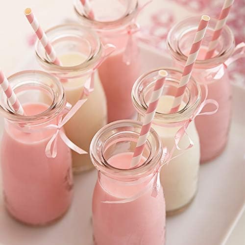 Popotes de papel biodegradables ALINK en color rosa, paquete de 100, ideales para jugos, cócteles, batidos y decoraciones de fiestas y eventos. - imagen 3