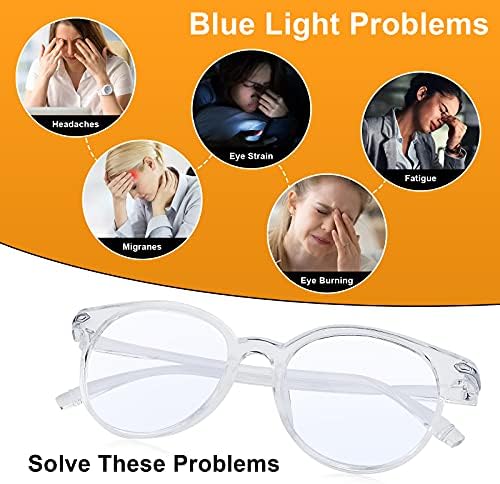 Gafas Craebuer de Cristal Transparente para Hombre y Mujer, Lentes Retro Redondos con Filtro UV y Bloqueo de Luz Azul, Marco Ligero - imagen 2
